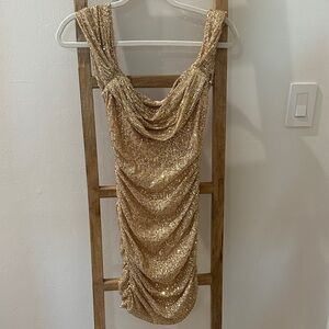 Elegant Gold Sequin Mini Dress